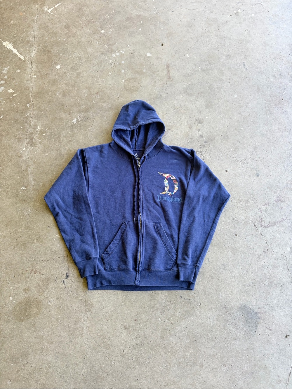 Disney Navy Zip-Up Hoodie with Disneyland D Patch